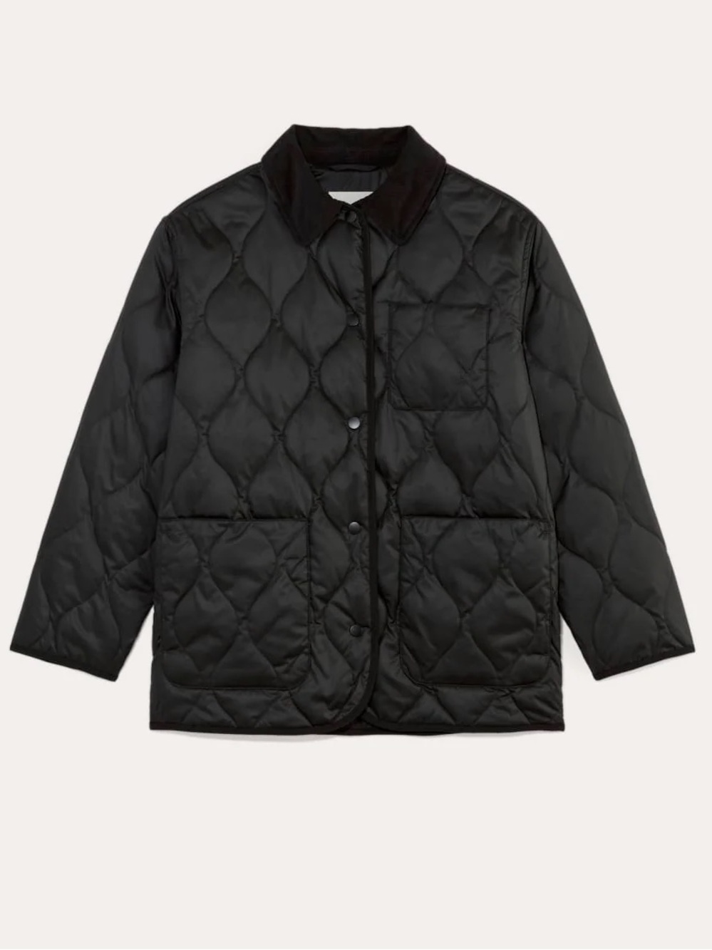 Everlane The Quilted Ranch Jacket Black Small NWT Corduroy Collar Barn Coat